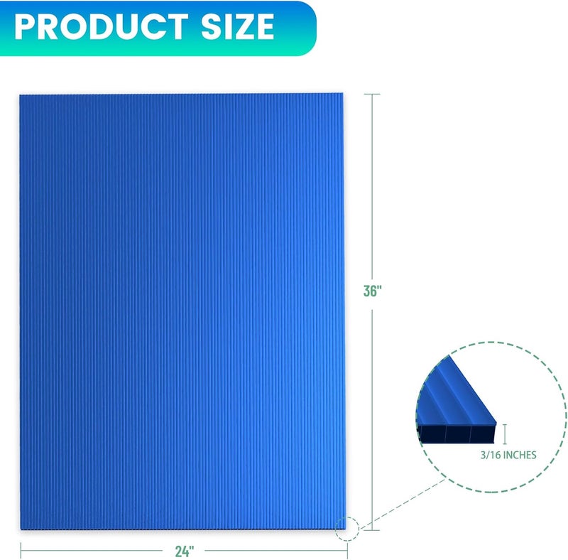 SCZS Corrugated Plastic Sheet for Indoor and Outdoor Use - 4 Mm Thick Poster Board, 24x36 Inches - Pack of 3 Blue Plastic Board Sheets - Waterproof Coroplast Sheets and Lightweight Blank - Image 3